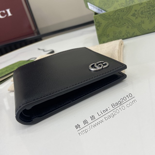 Gucci專櫃古馳最新款Marmont系列皮革雙折錢包男士短夾 jh2418型號：428726